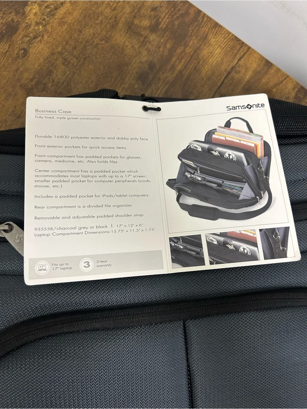 Samsonite Dark Gray Laptop Briefcase with Black Trim